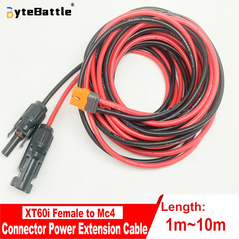 Solar Cable Mc4 Connector - Solar to XT60i-F cable 12AWG silicone